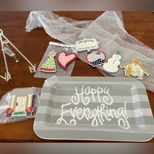 Happy Everything rectangular platter with 7 attachments and stand